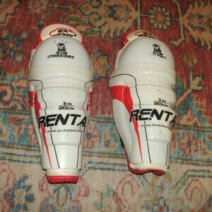 USA Hockey RENTAL Youth Protective Shin Guards White 8" padded Plastic